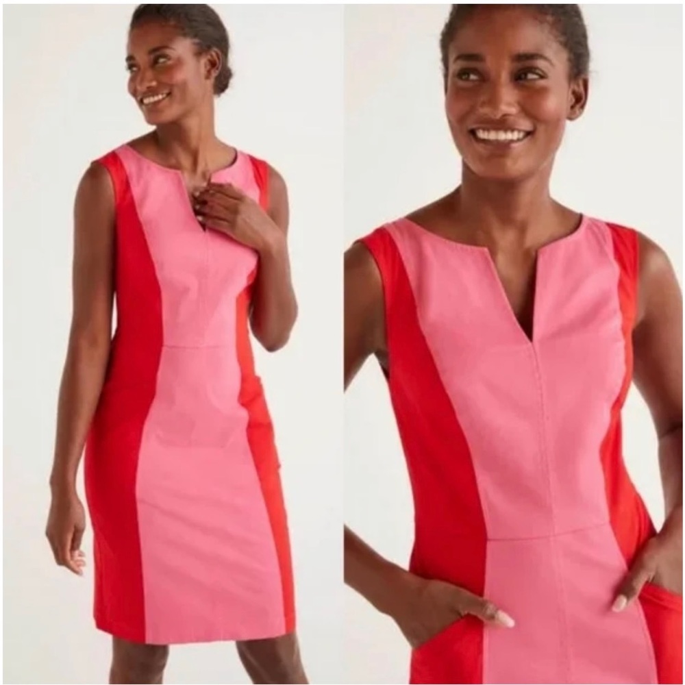 NWT Boden Pink Red Color Block Barbie Shift Dress 6